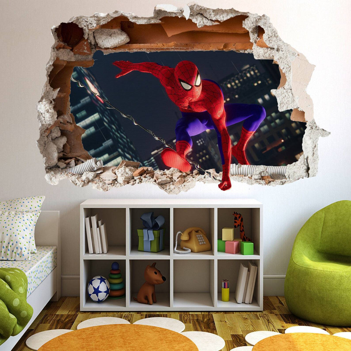 Superhero Spiderman 3D Effect Wall Sticker Mural Poster Decal Room Office