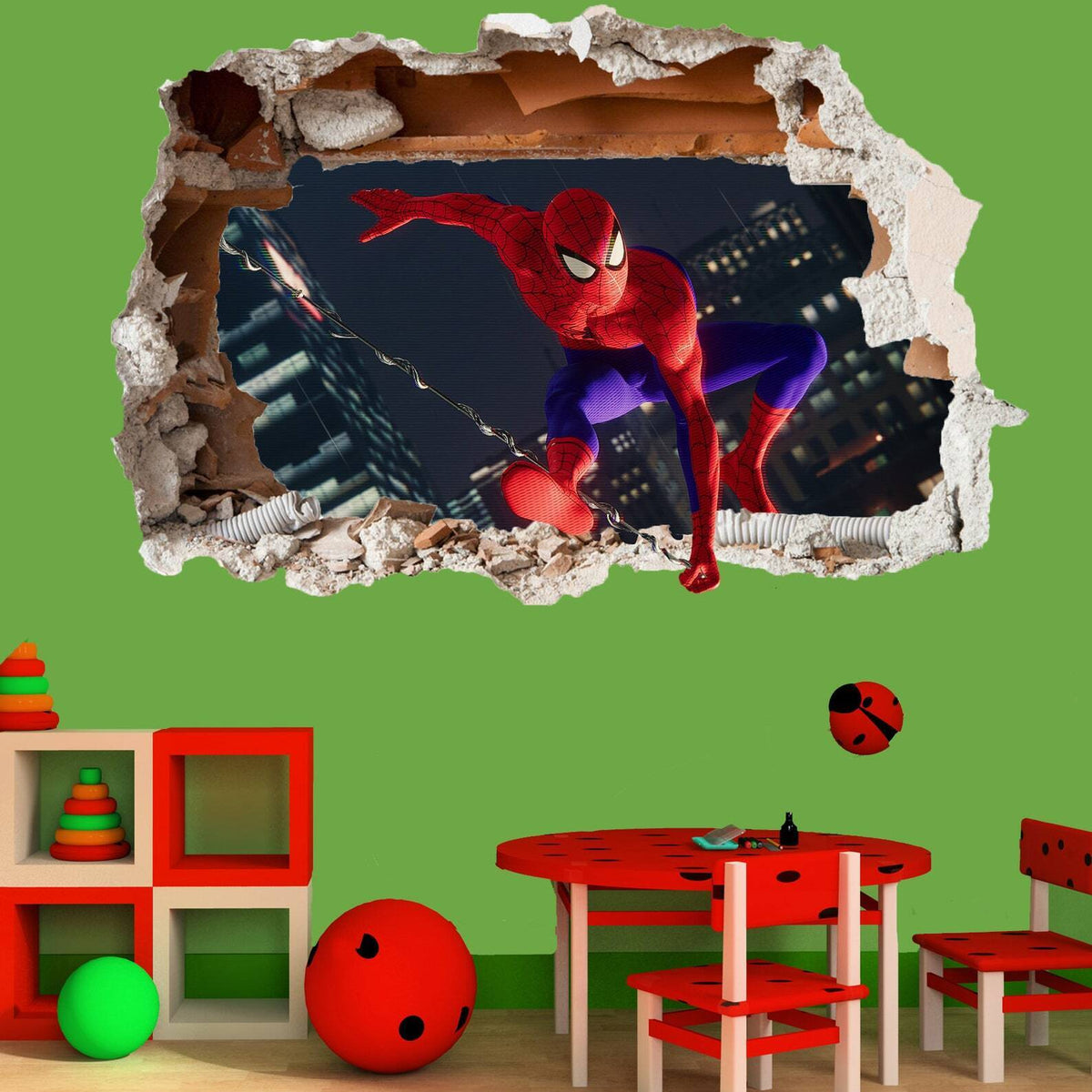 Superhero Spiderman 3D Effect Wall Sticker Mural Poster Decal Room Office