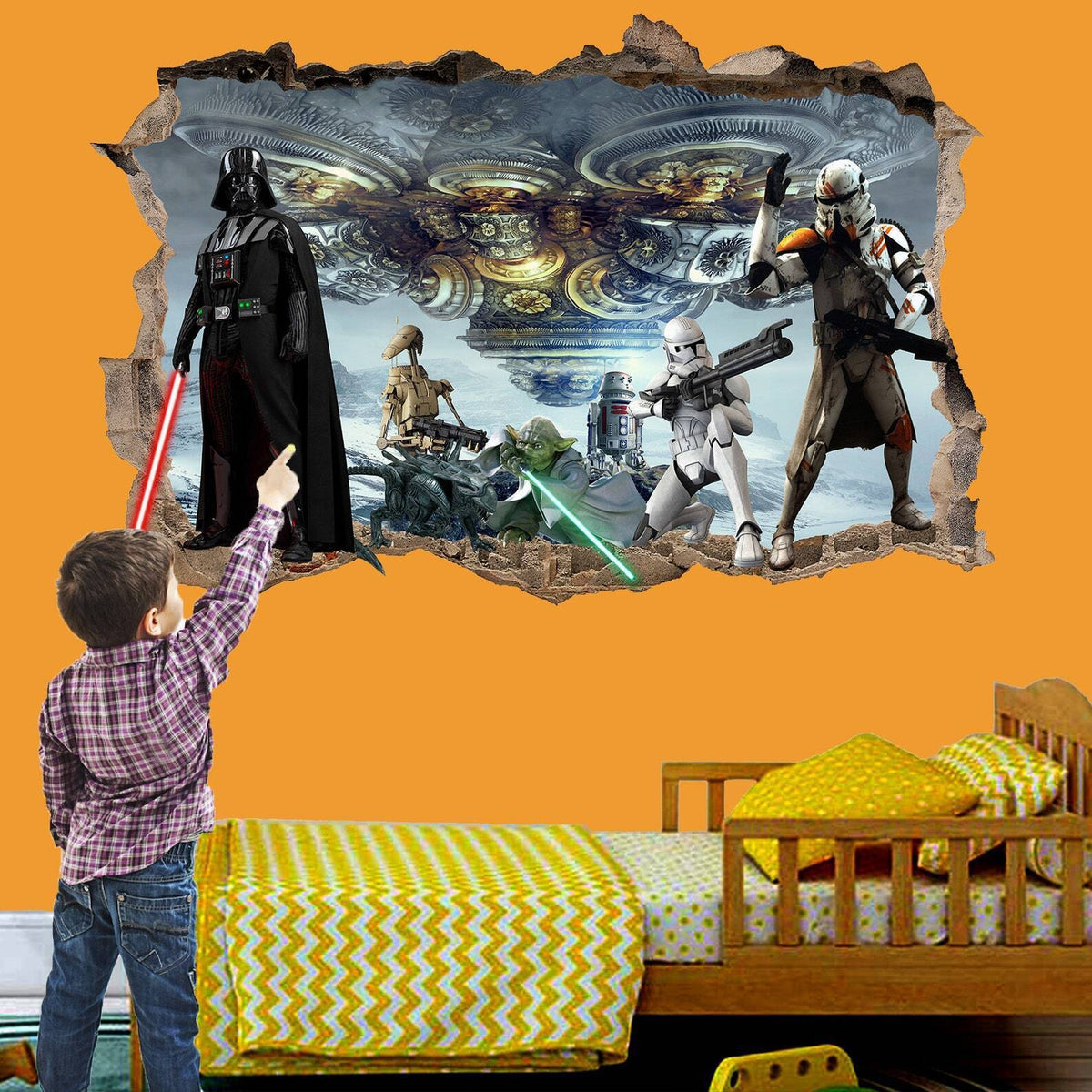 Star Troopers Robots Alien Spaceship 3D Wall Sticker