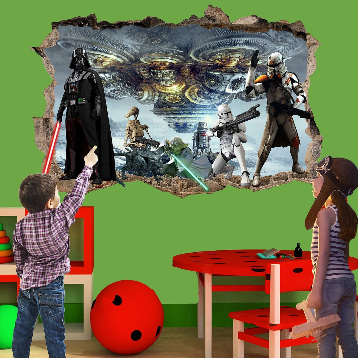 Star Troopers Robots Alien Spaceship 3D Wall Sticker