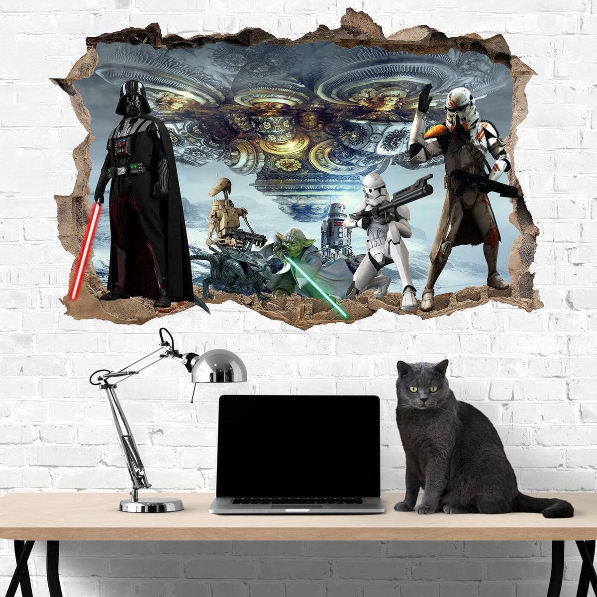 Star Troopers Robots Alien Spaceship 3D Wall Sticker