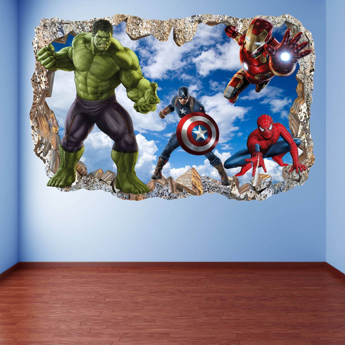 Spiderman, Iron Man, Hulk & Cap Wall Clings