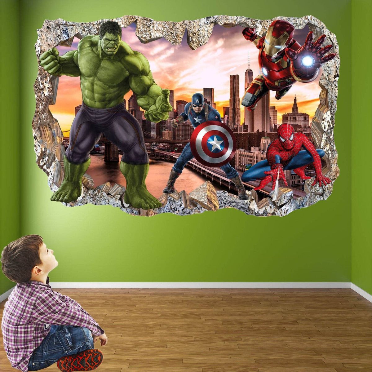 Superhero Wall Prints: Spiderman, Iron Man, Hulk