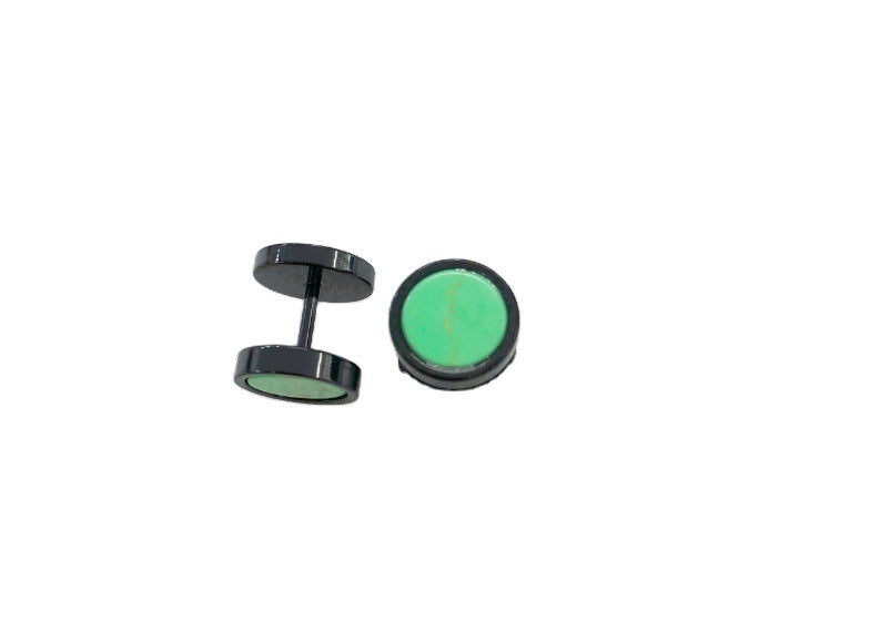 Titanium Steel Black Turquoise White Fashion Stud Earrings