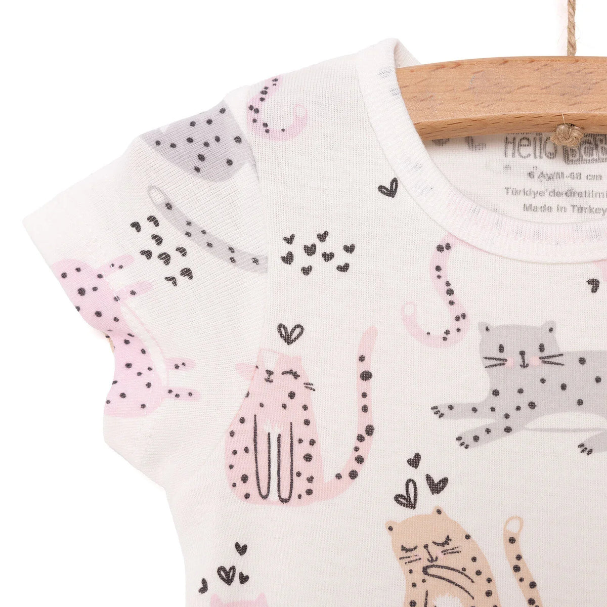 HelloBaby Cat Print Short Sleeve Baby Bodysuit (3 Months to 3 Years)