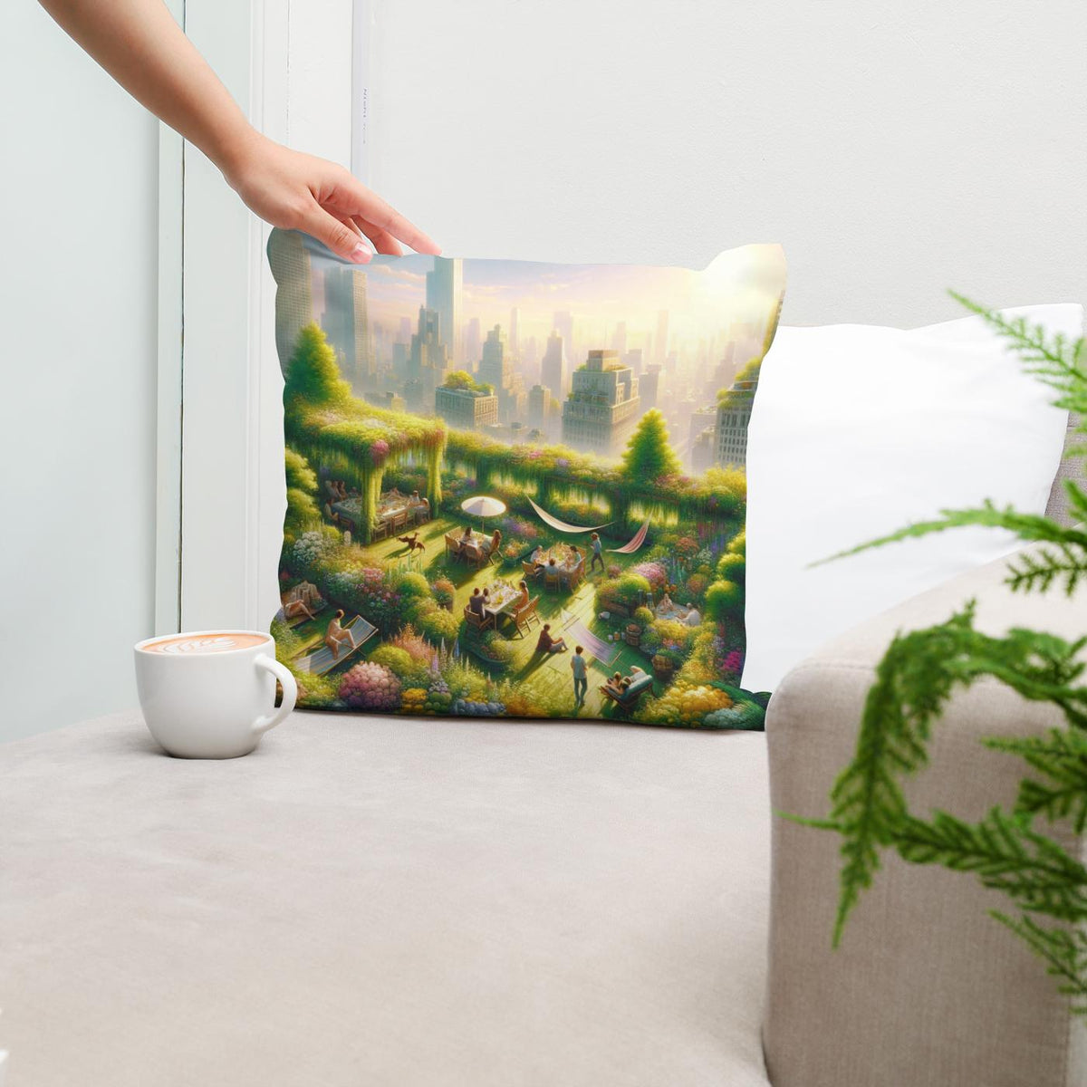 Summer Urban Oasis Cotton Cushion