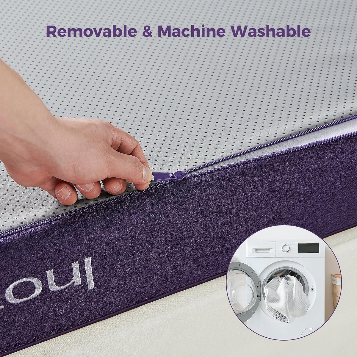 Gel Memory Foam Mattress Topper 135x190 Double 10CM Washable Cover Inofia