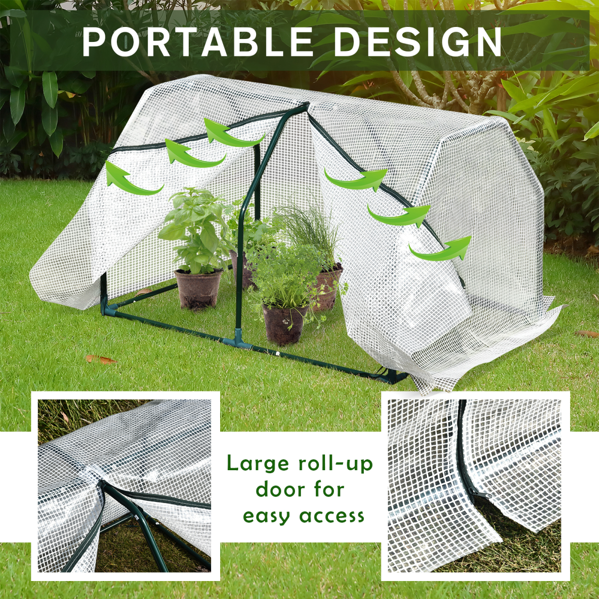99x71x60cm Mini PVC Cover Steel Frame Greenhouse White
