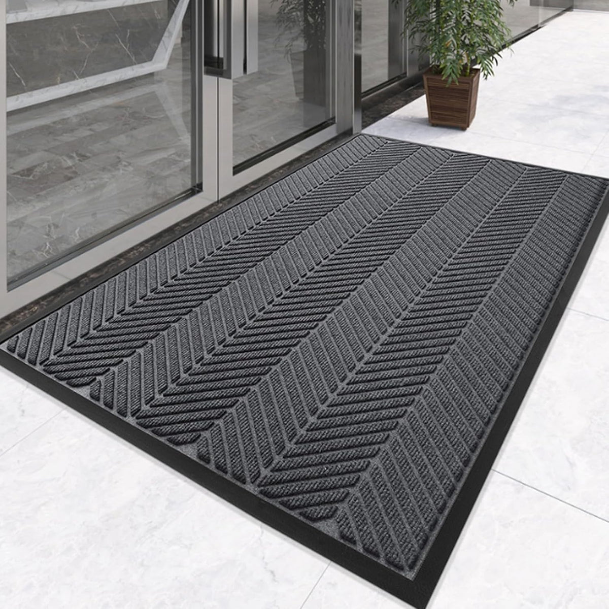 Large Entrance Door Mat 120x180cm Non Slip Washable Thickness of 0.8CM Grey