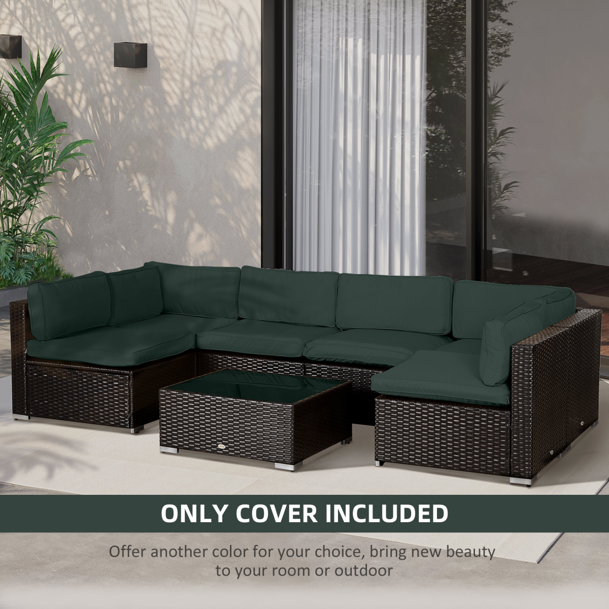 Garden Rattan Sofa Set Polyester Cover Replacement No Cushion Grey