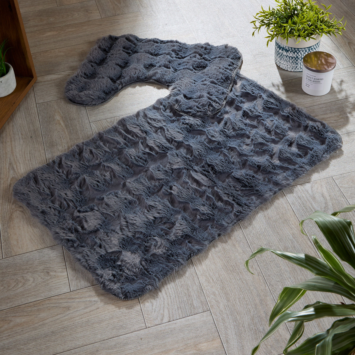OLIVIA ROCCO 2 Piece Bath Mat Set Non Slip Super Absorbent Quick Dry Extra Soft Plush Rug