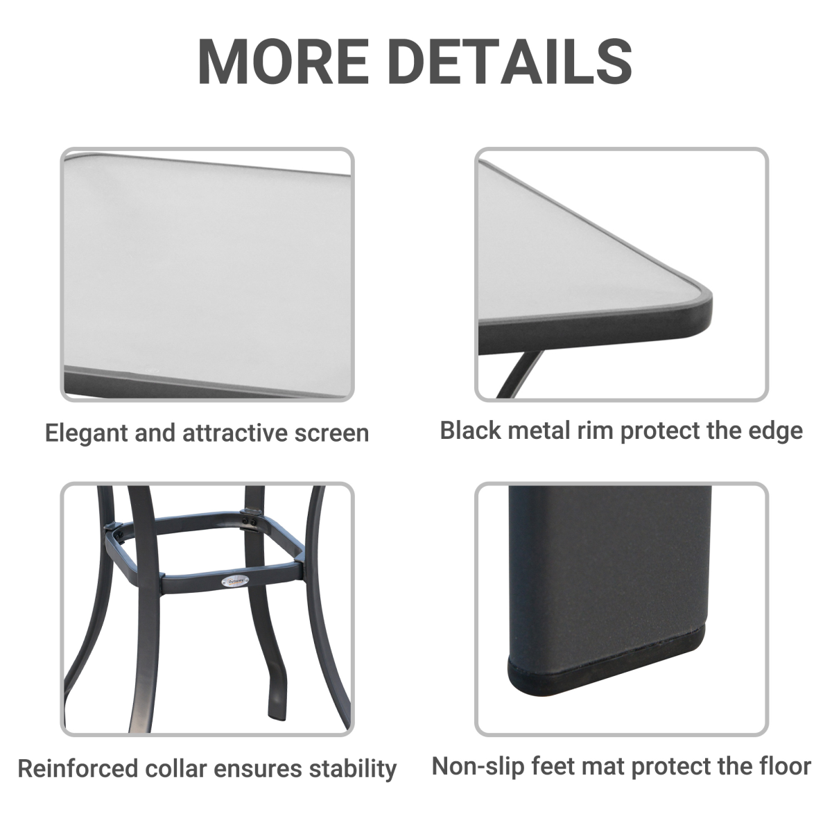 Square Glass Bistro Table Bar Dining Kitchen Breakfast Party Table 68.5x84 cm