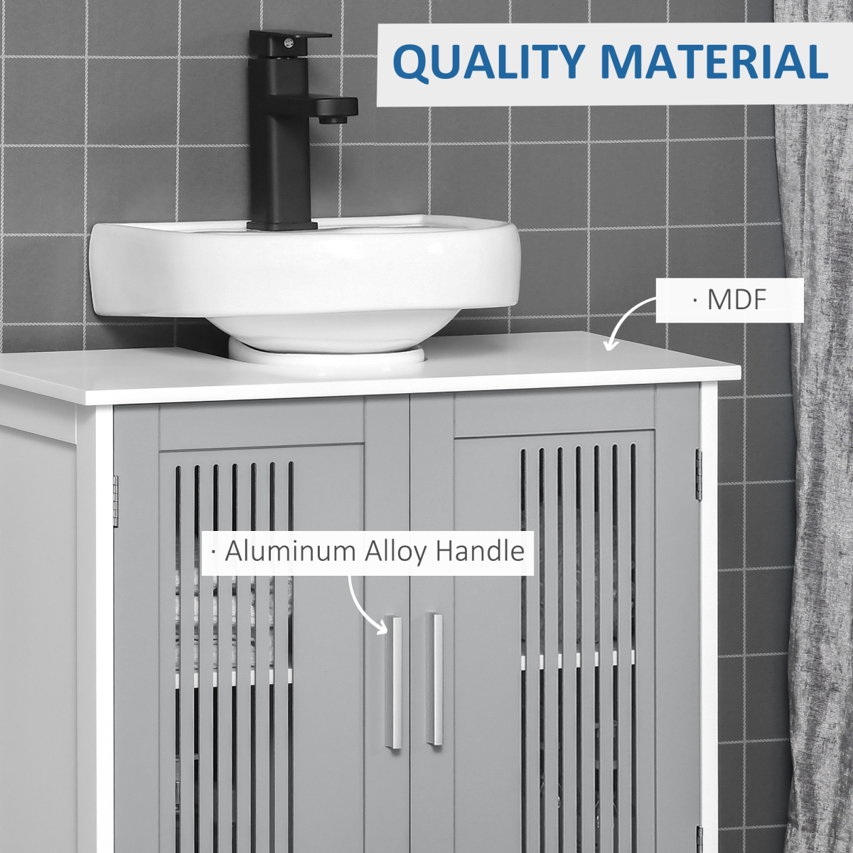 Modern Under Sink Cabinet with 2 Doors, Bathroom Vanity Unit, White