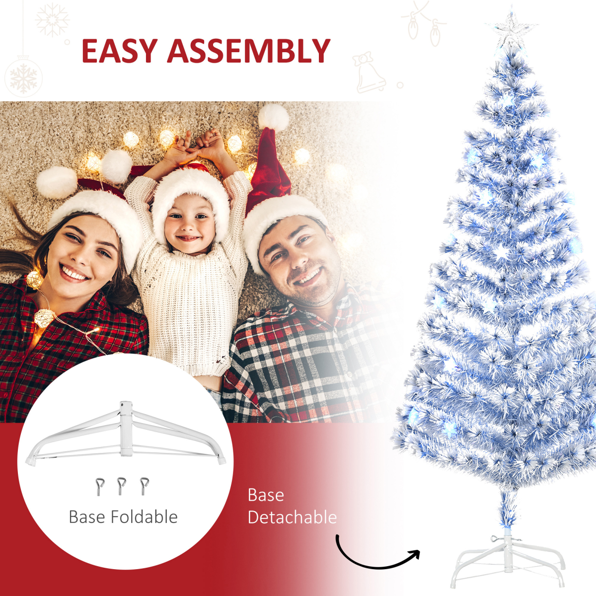 Artificial Fibre Optic Christmas Tree Seasonal Decoration w/ 26 LED HOMCOM