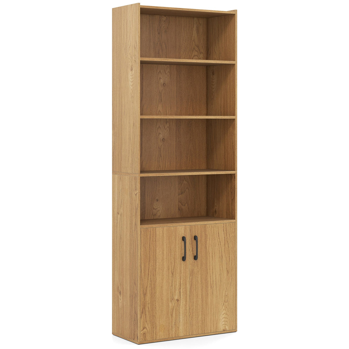 6-tier Modern Style Bookcase with Adjustable Shelves-Black