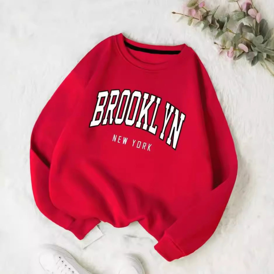 Personality Trend Printed Crew Neck Sweatshirt Women