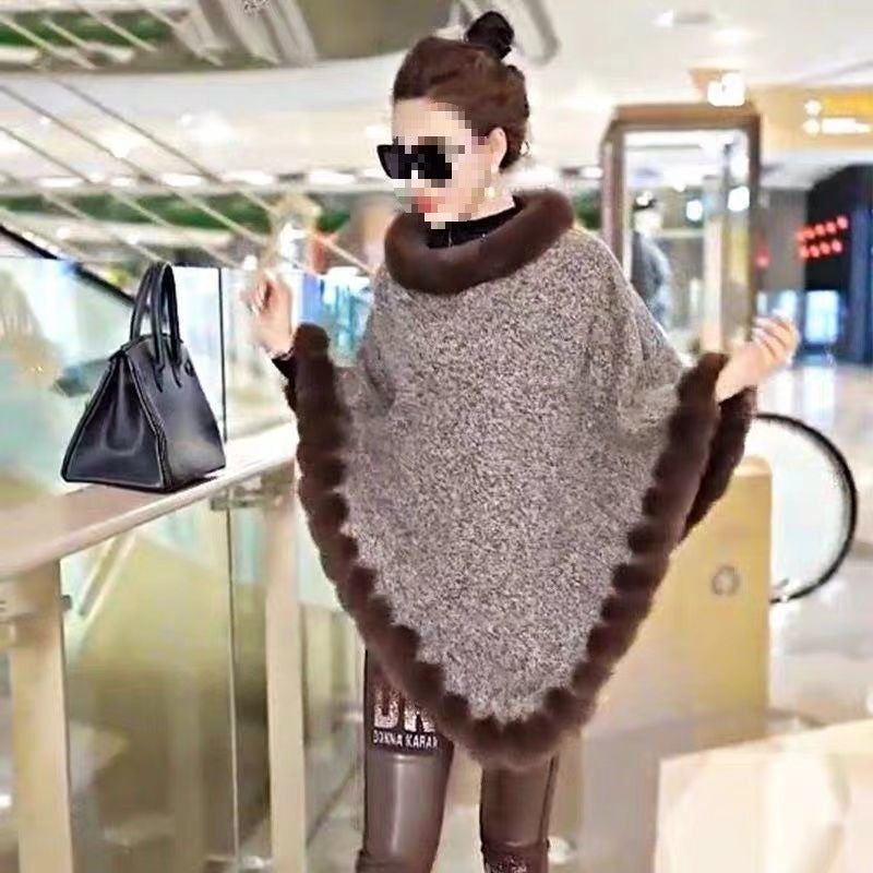 Leopard-print Thickened Velvet Oversized Cloak