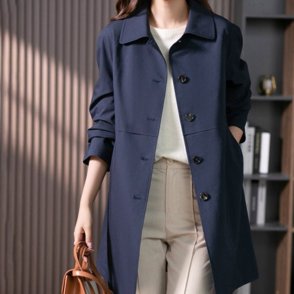 British Elegant Trench Mid-length Straight Coat