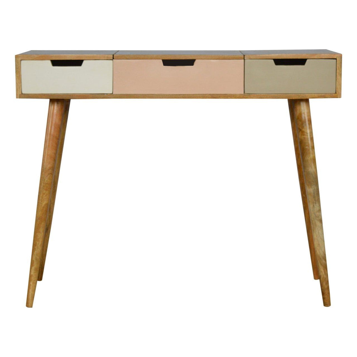 Artisan Blush Pink Dressing Table with Foldable Mirror