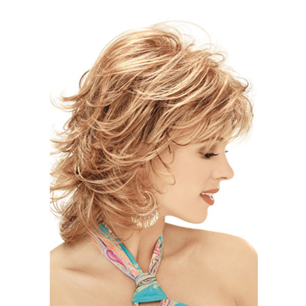 Women's White Short Curly Wig with Side Fringe