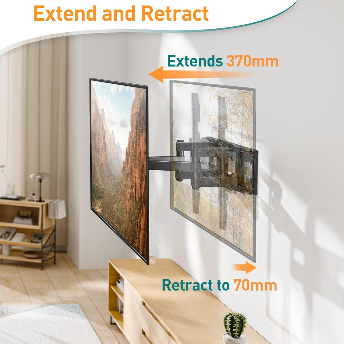 Full Motion TV Bracket 26-70 Inch Swivel VESA 400x400mm, 45kg Tilt Mount ELIVED