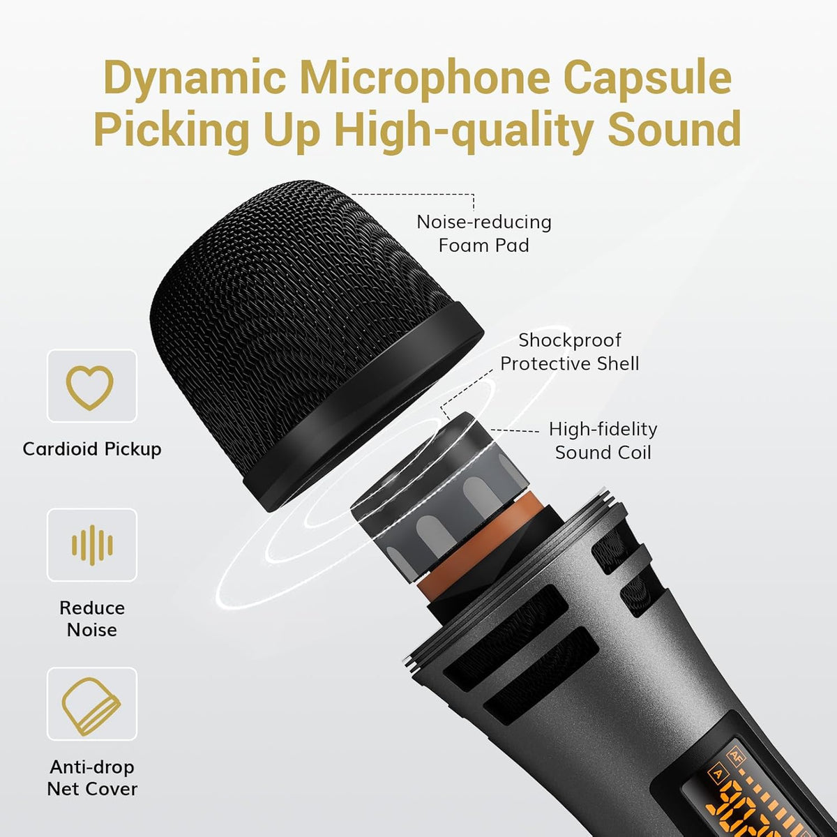 Wireless Microphones UHF Handheld Dynamic 60m Karaoke Mics TONOR Dual Set