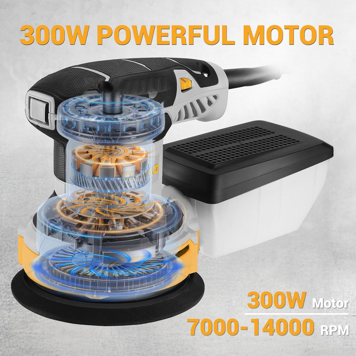 Random Orbit Sander 300W 125mm Variable Speed 14000RPM DEKOPRO