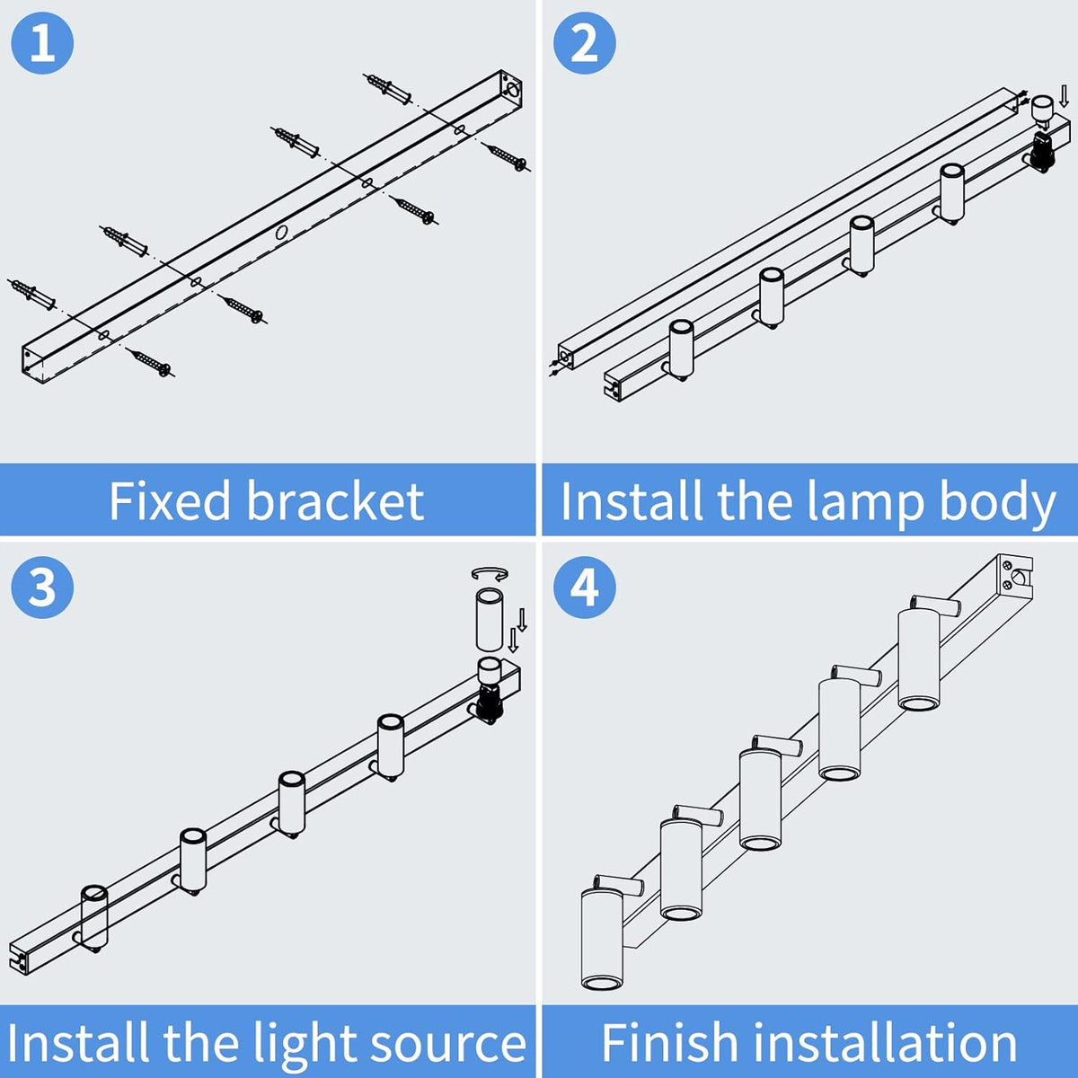5 Way Ceiling Light Black Adjustable G9 LED Spotlights 4000K Eofiti Ceiling Lamp