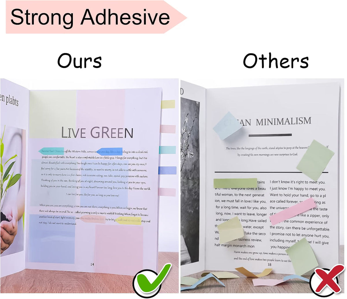 Transparent Sticky Notes 600 Sheets 95x70mm Clear See Through Notes Blue Yellow