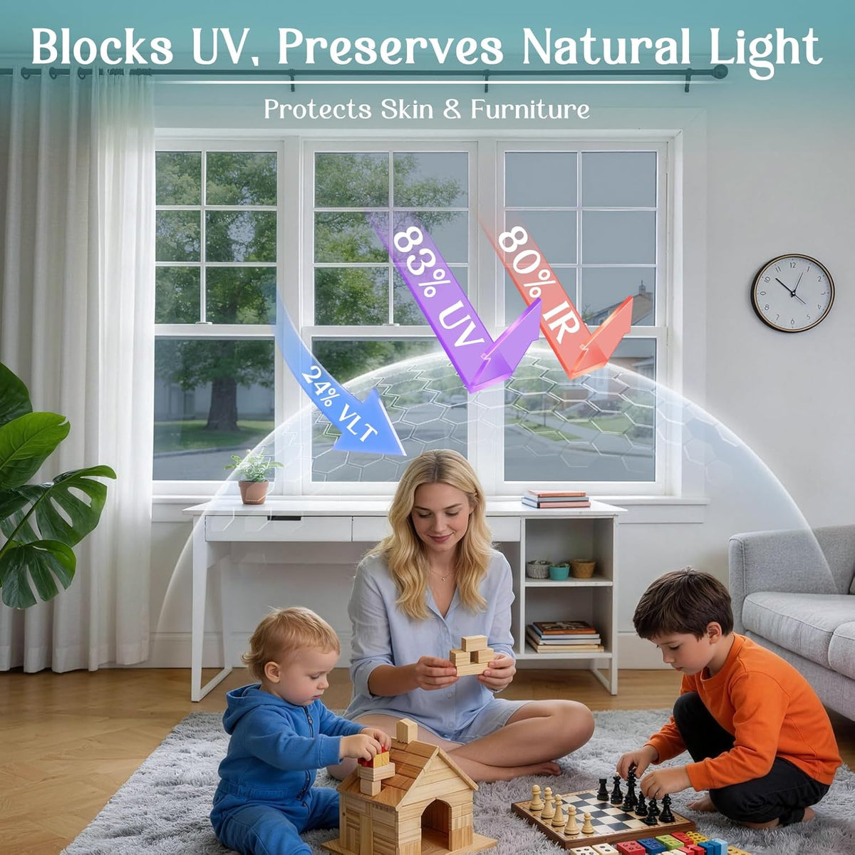 Home Window Privacy Film One Way Mirror 90x400cm Silver Static Cling