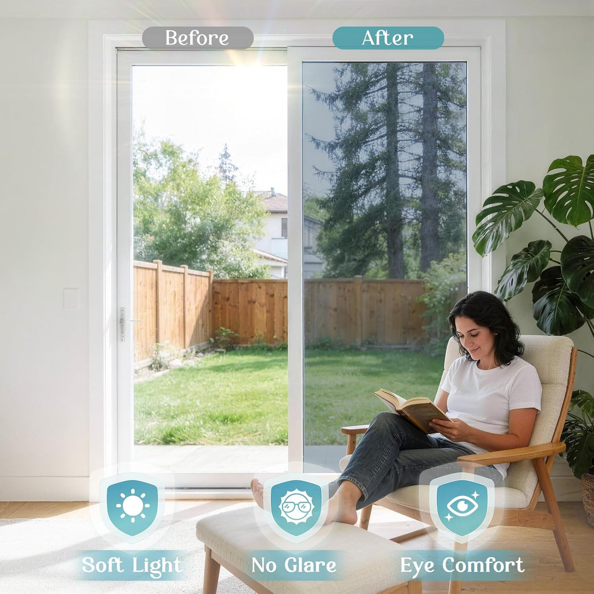 Home Window Privacy Film One Way Mirror 90x400cm Silver Static Cling
