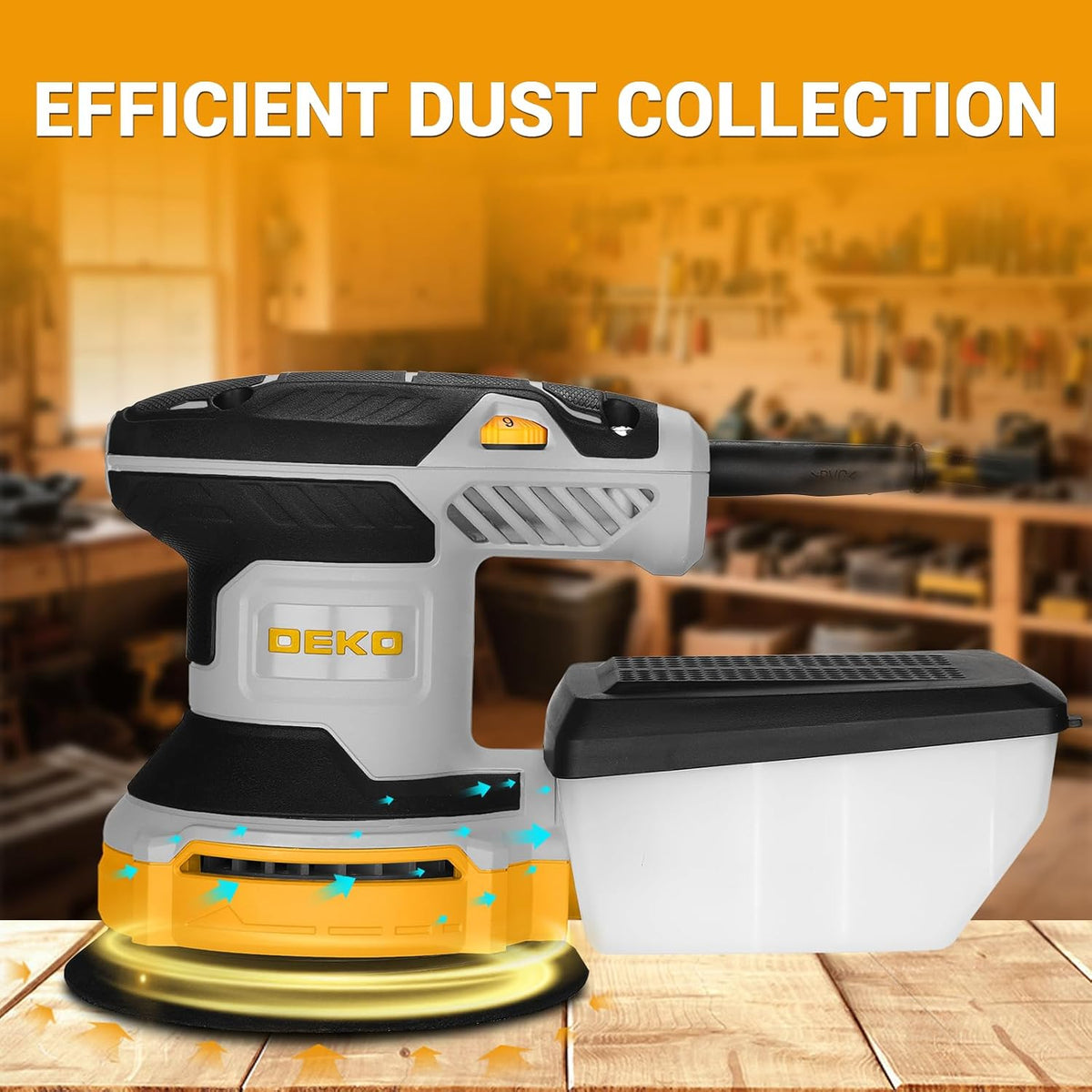Random Orbit Sander 300W 125mm Variable Speed 14000RPM DEKOPRO