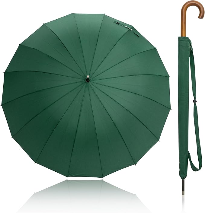 Golf Umbrella Windproof 16 Ribs J Handle Stick Umbrella Becko Black Blue Green