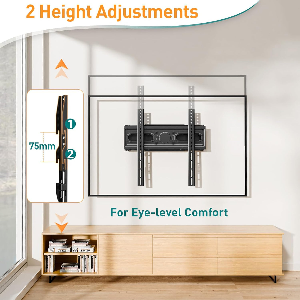 Full Motion TV Bracket 26-70 Inch Swivel VESA 400x400mm, 45kg Tilt Mount ELIVED