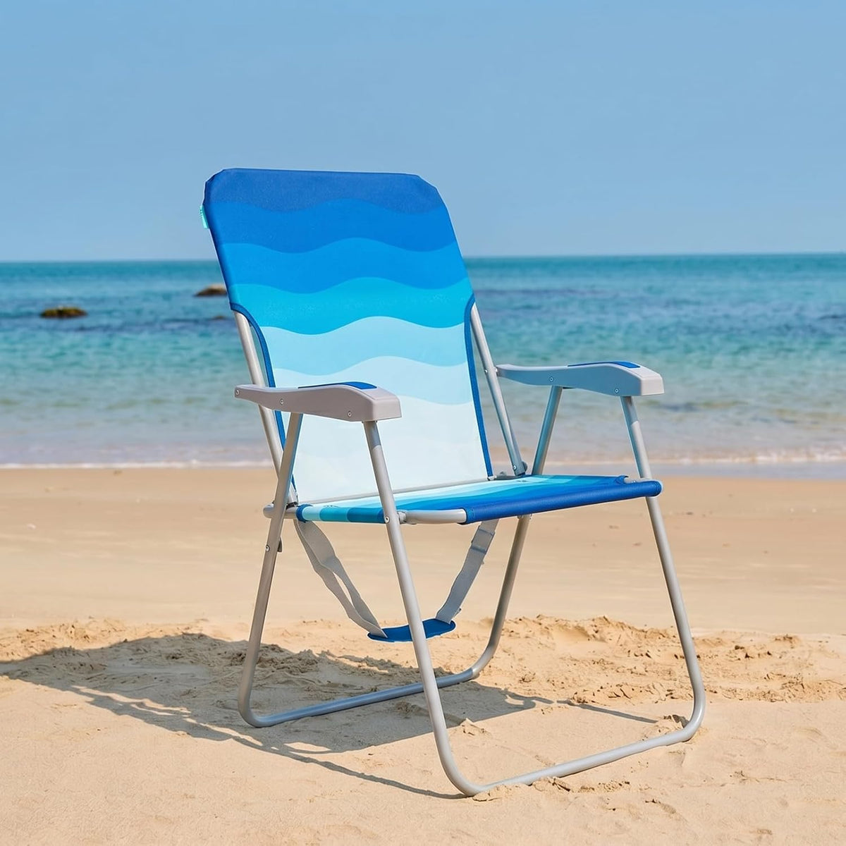 Folding Beach Chair Lightweight Portable High Back Armrest WEJOY