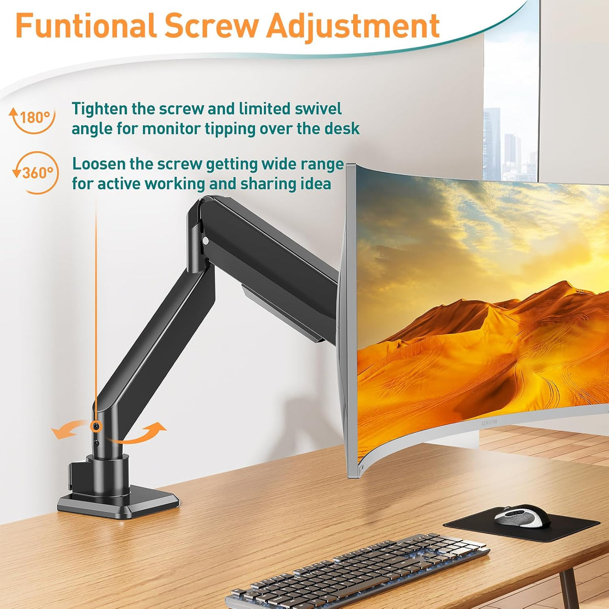 Ultrawide Monitor Arm 17-49 Inch Heavy Duty Gas Spring Mount ELIVED