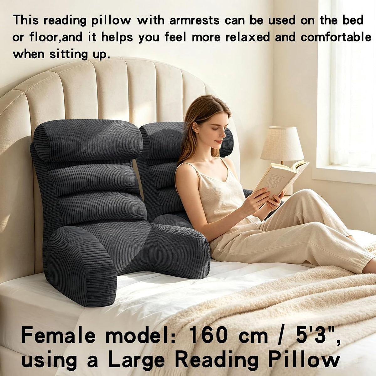 Reading Pillow for Bed Back Support Cuddle Cushion Sitting Upright Comfort Support-Orange Red