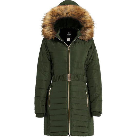 Wantdo Womens Long Puffer Coat Army Green XL XXL Waterproof Winter Jacket