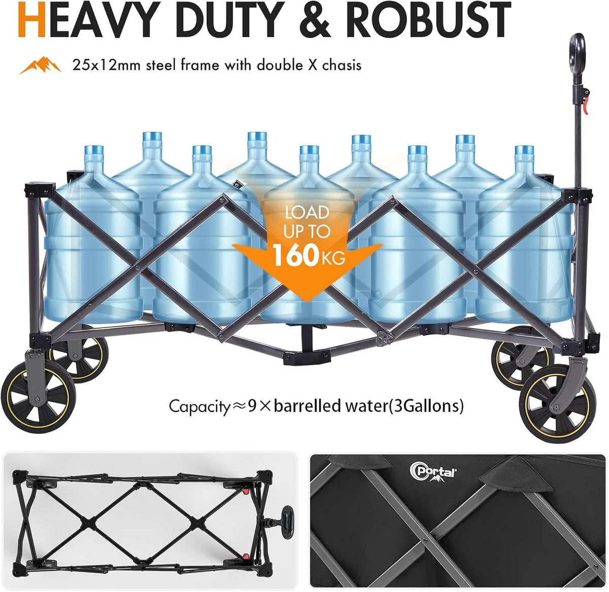 Festival Trolley 400L Heavy Duty 160KG Collapsible Beach Camping Wagon Portal XXL