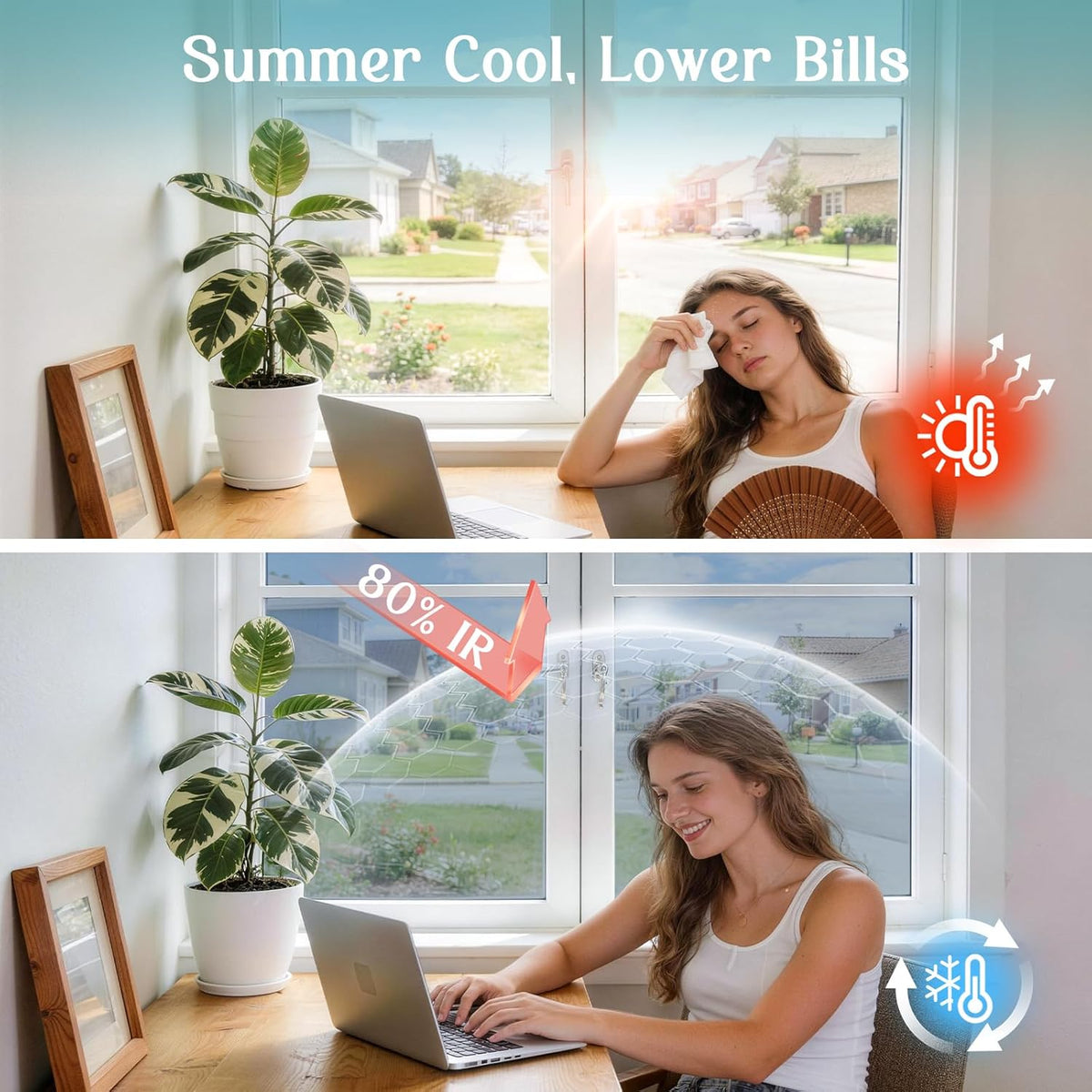 Home Window Privacy Film One Way Mirror 90x400cm Silver Static Cling