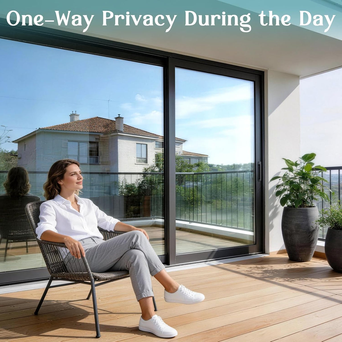 Home Window Privacy Film One Way Mirror 90x400cm Silver Static Cling