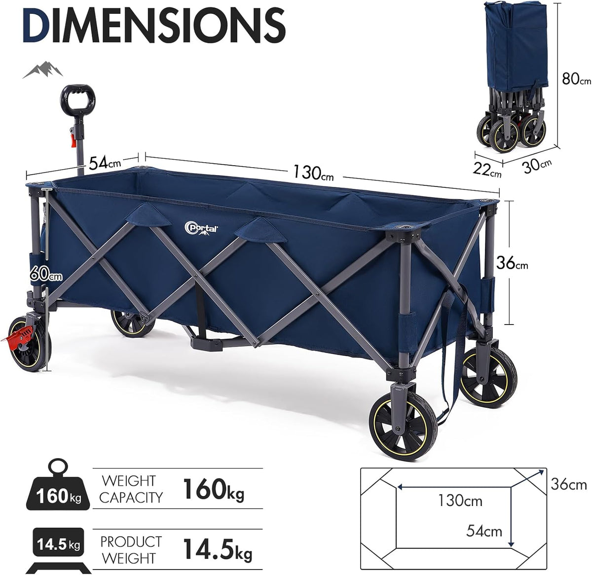 Festival Trolley 400L Heavy Duty 160KG Collapsible Beach Camping Wagon Portal XXL