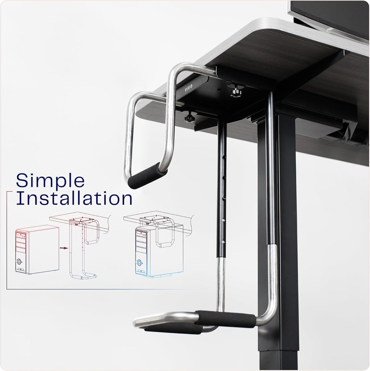 Under Desk PC Mount Heavy Duty Adjustable Computer Case Holder 66lbs VIVO