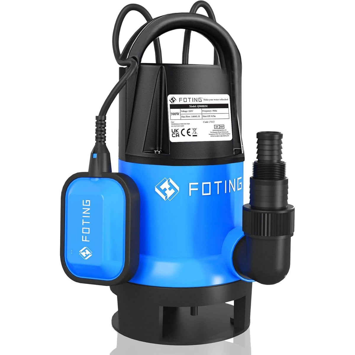 Submersible Water Pump 900W 14000L/H Float Switch Sump Pump FOTING Electric