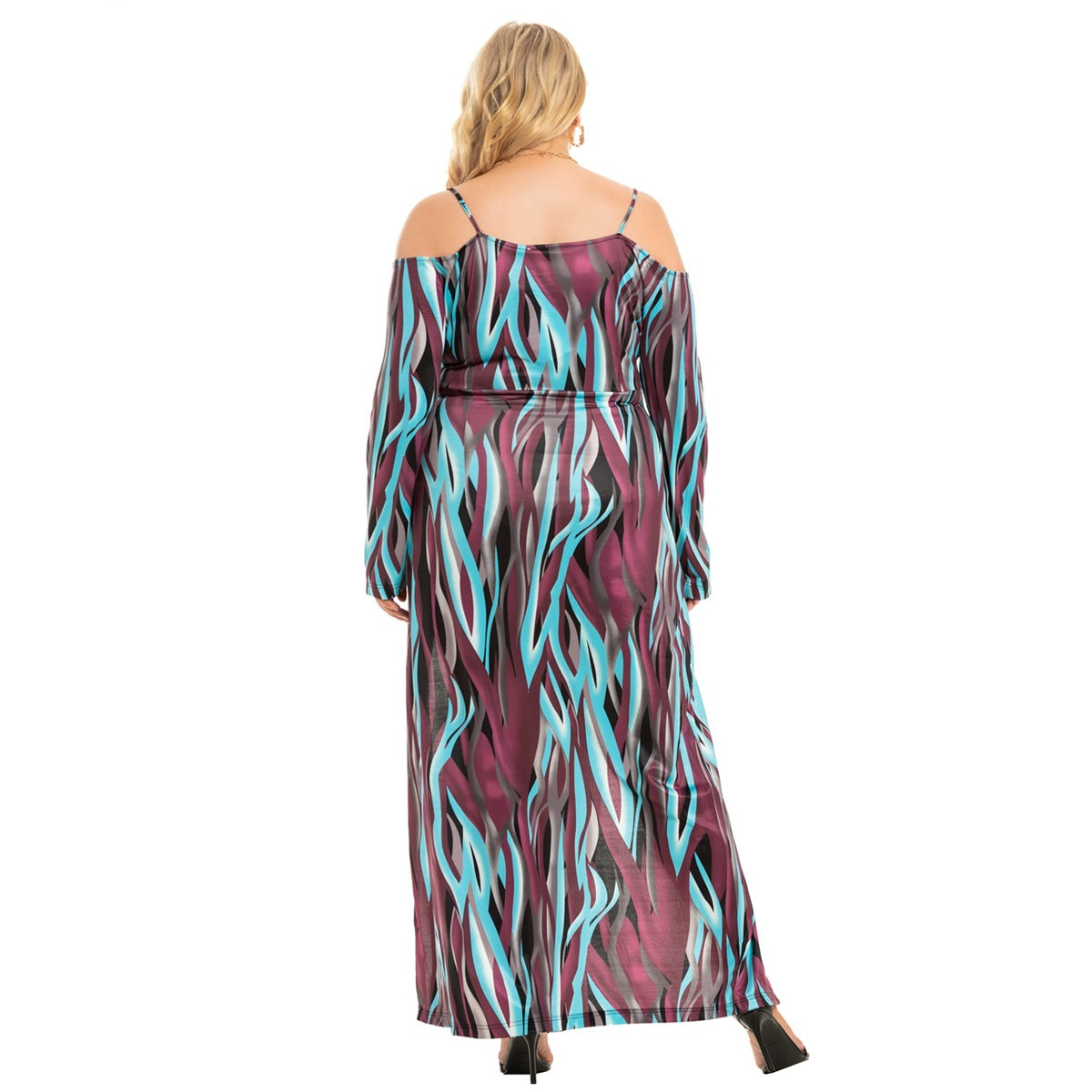 Plus Size Women's Clothing New Sexy Slit V-neck Exposed Dress