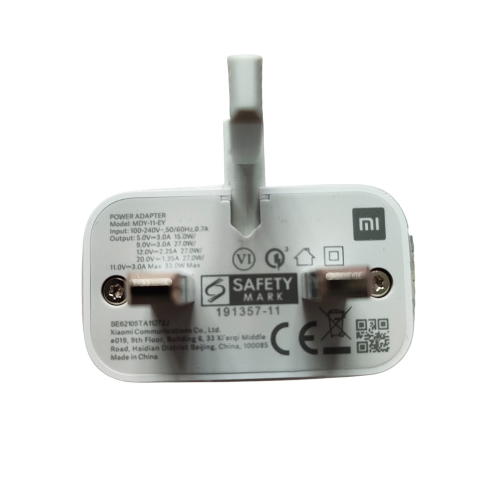 Xiaomi MDY-11-EY 33W Fast Turbo Charging Mains Plug White UK 3-Pin