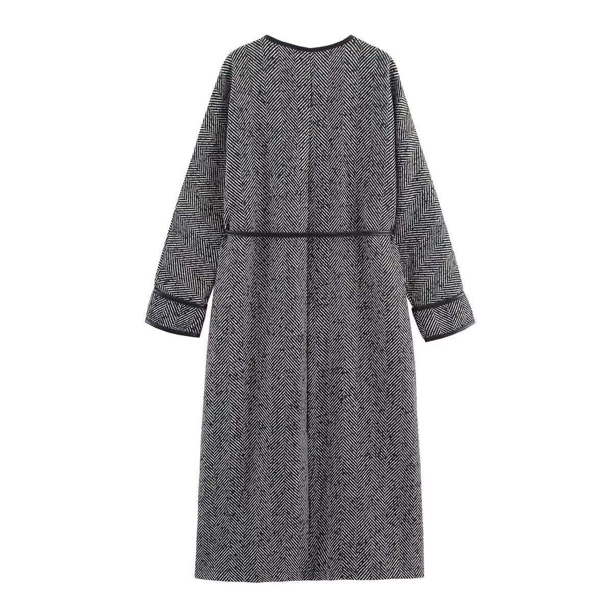 British Style Fashionable Temperament Lace Waist Design Mid-length Coat