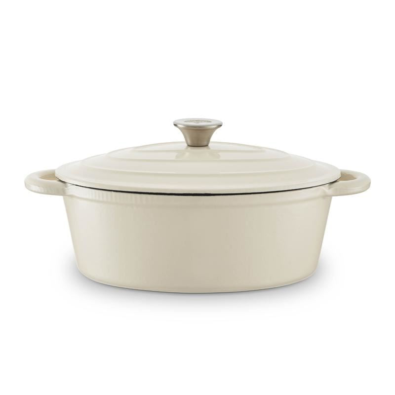 Tower Barbary & Oak Cream 29cm Oval Casserole Cast Iron Pan