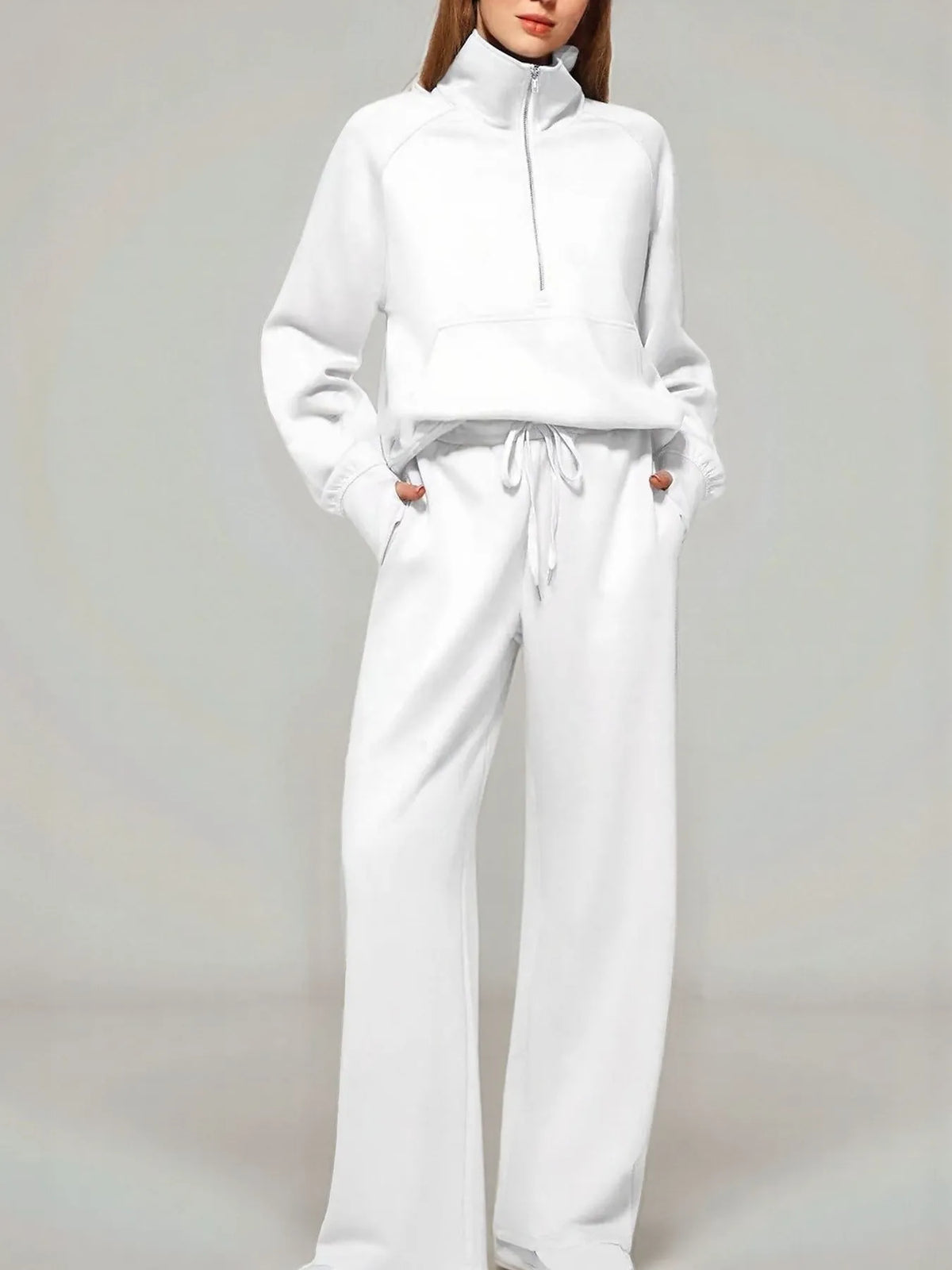 Half Zip Long Sleeve Top and Pants Set