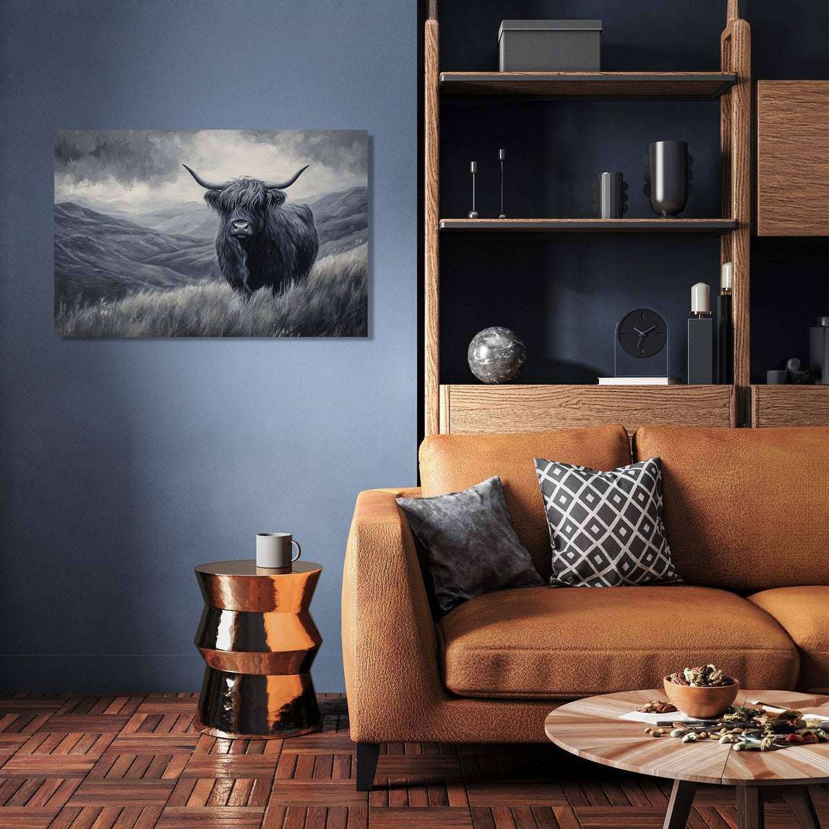 Monochrome Highland Majesty Canvas